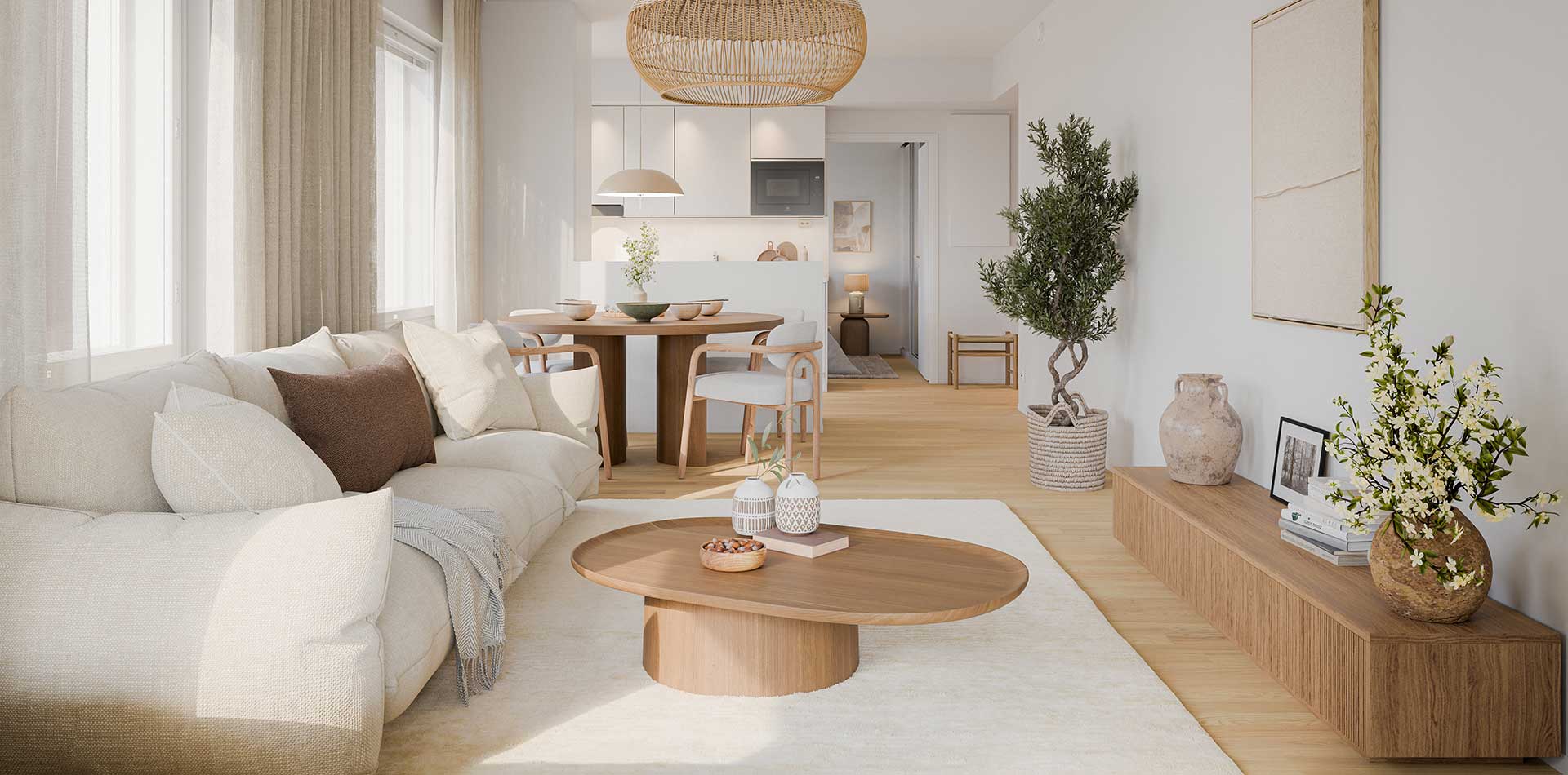 Helsingin Isla -asunnon sisätilojen visualisointi, virtuaalikierroksen aloituskuva.