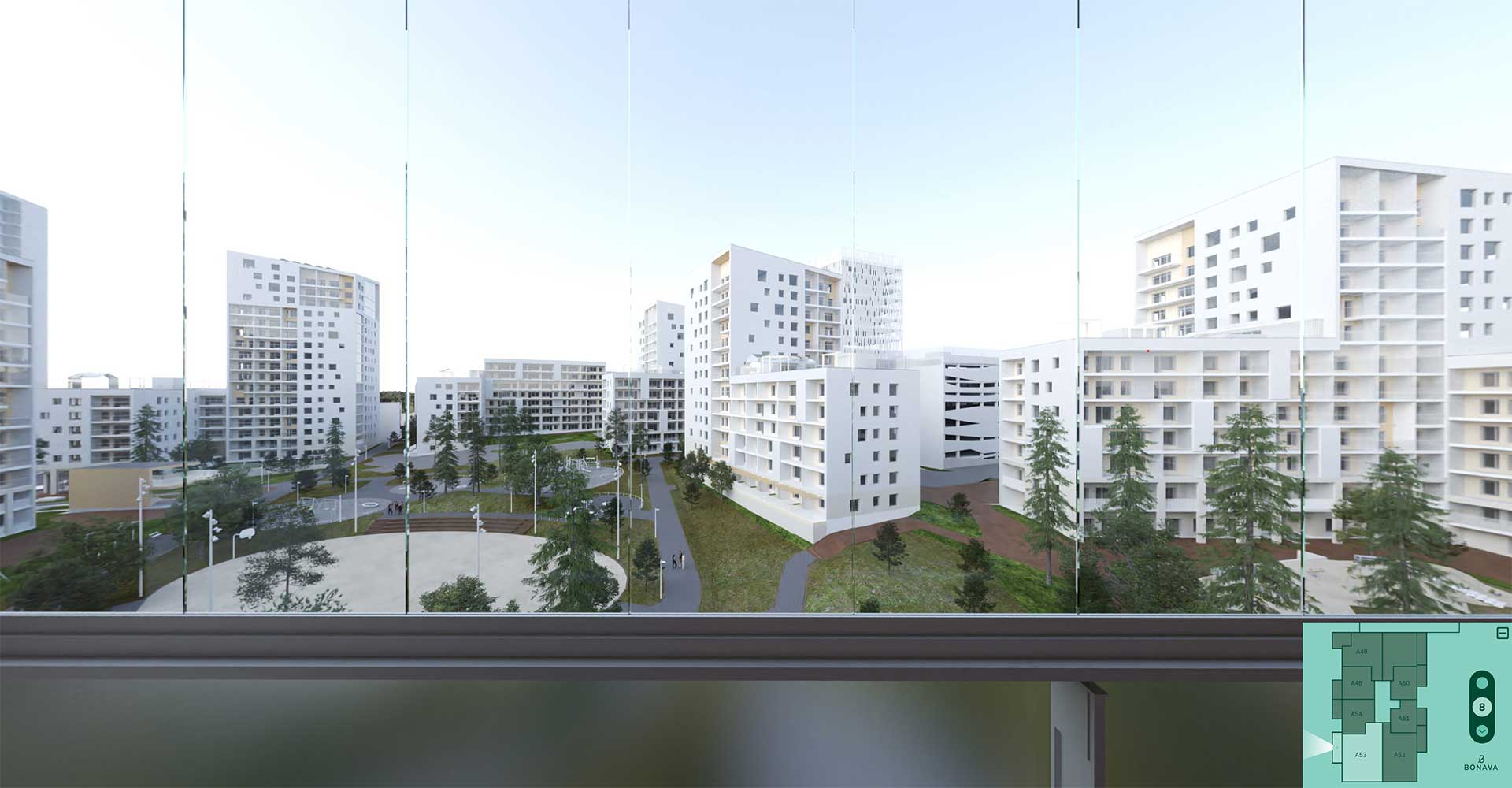 Espoon Liljan parvekkeilta avautuva maisema.